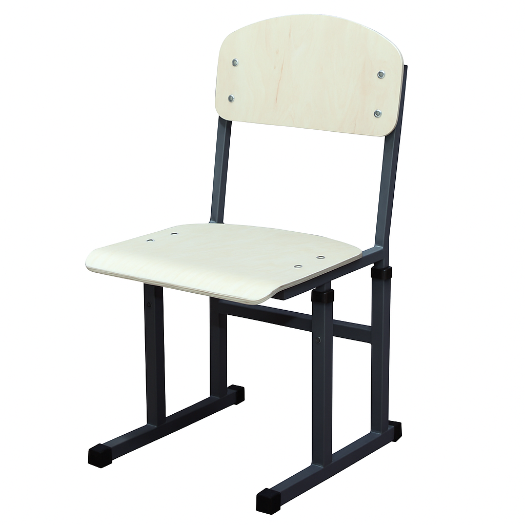 Стілець учнівський полозковий, з регулюванням глибини сидіння, на металевому каркасі (квадратна труба), ЛЕЛЕКА, 380х410-435х775-855 мм.